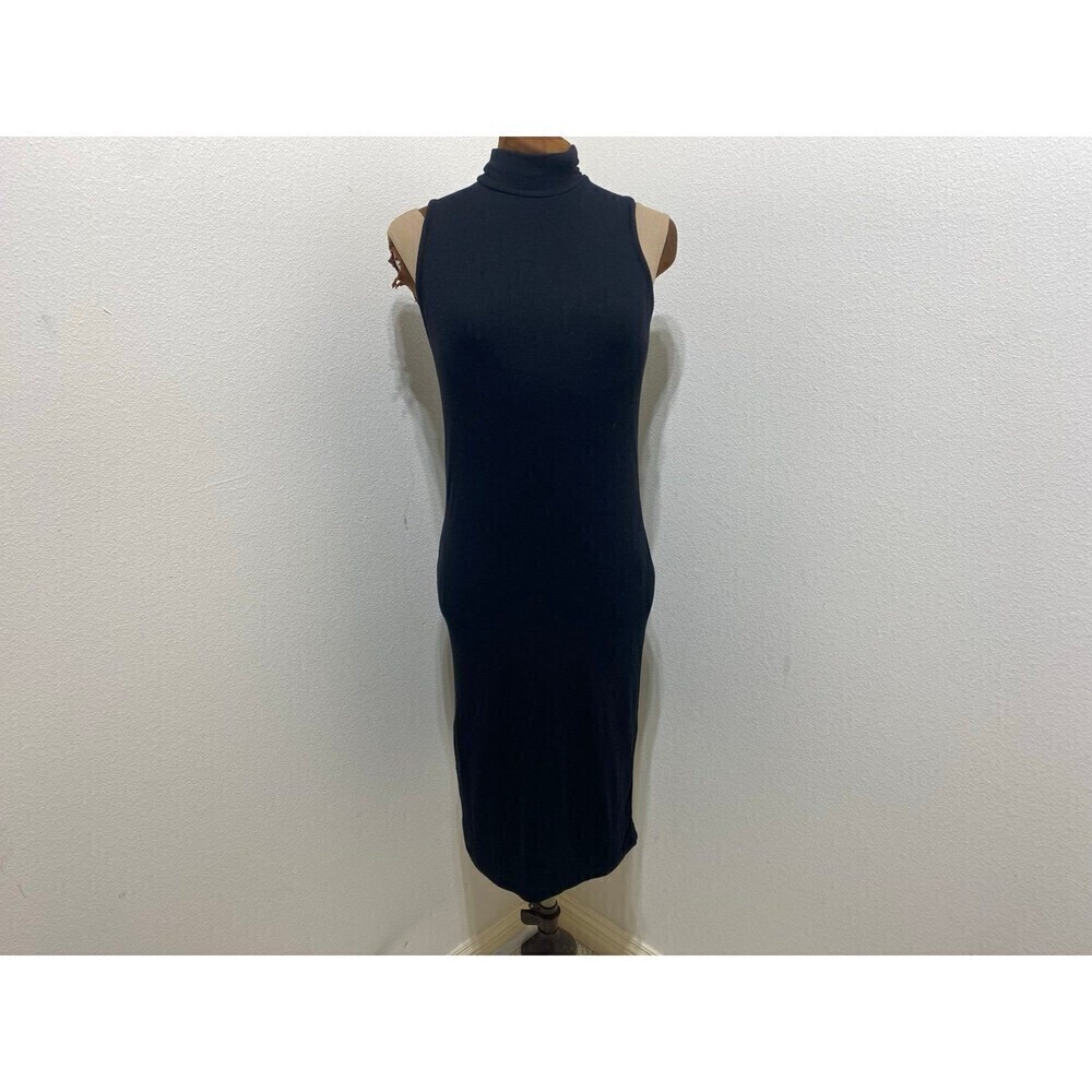 ATM Mock-Neck Button-Back Midi Dress Size Medium